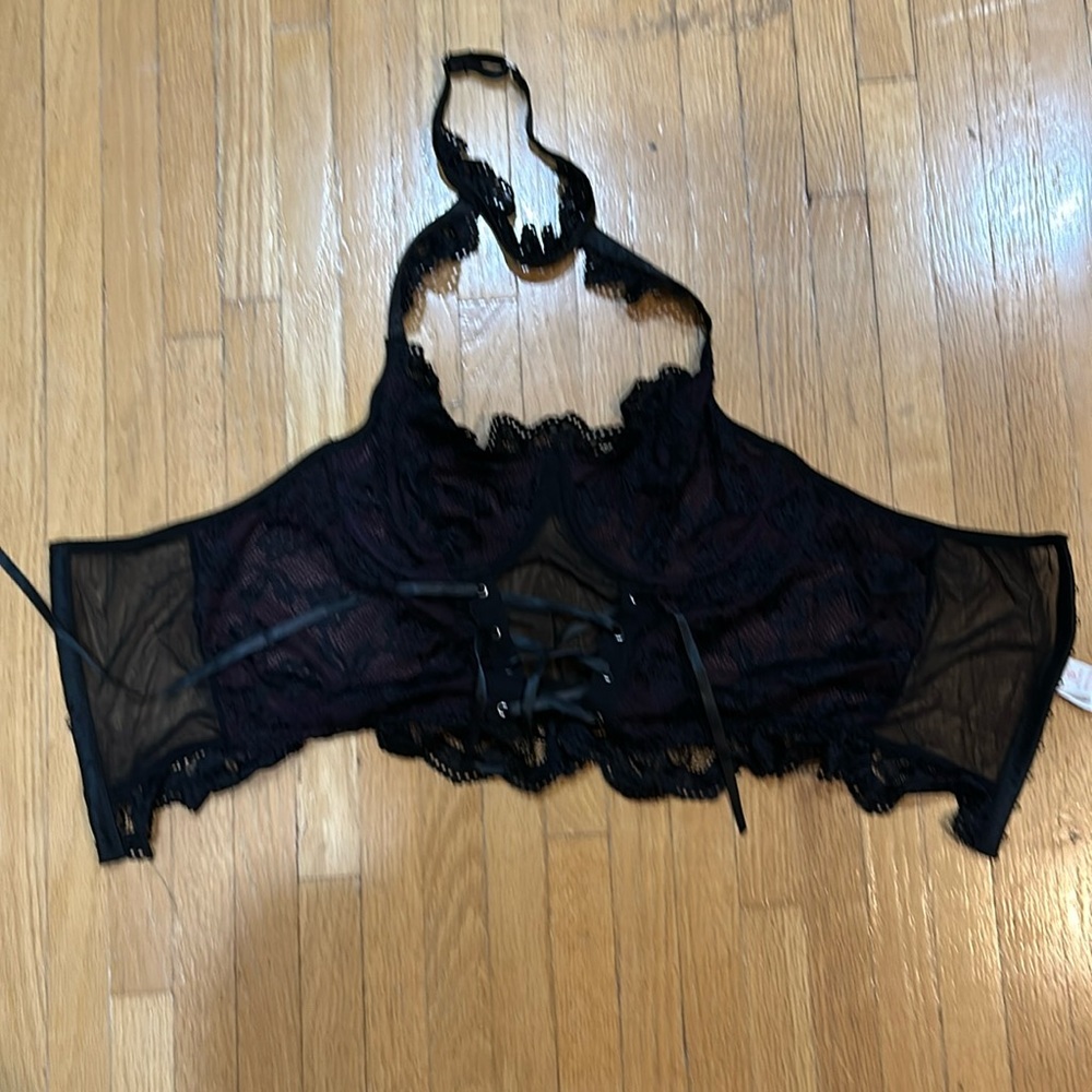 Romwe black lace corset top